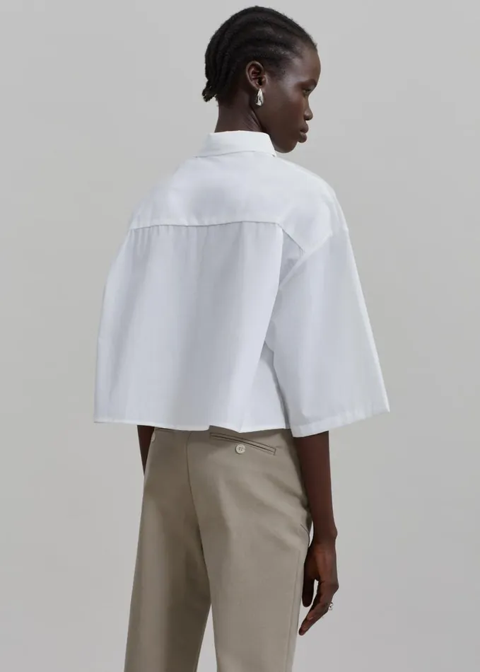 Clothing Women The Frankie Shop Odem Cropped Shirt 8211 White