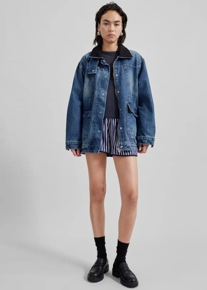 Clothing Women The Frankie Shop Oradea Striped Shorts 8211 BluePink