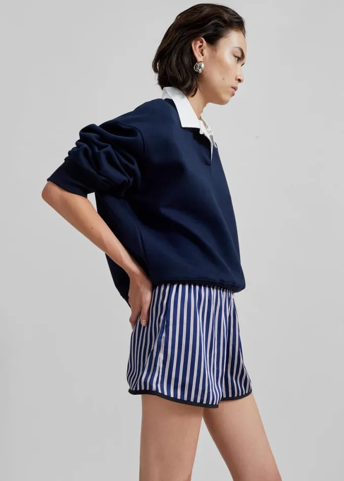 Clothing Women The Frankie Shop Oradea Striped Shorts 8211 BluePink