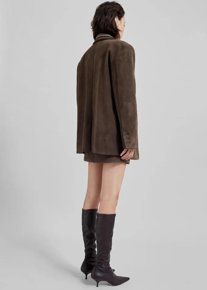 Clothing Women The Frankie Shop Peoria Faux Suede Blazer 8211 Brown