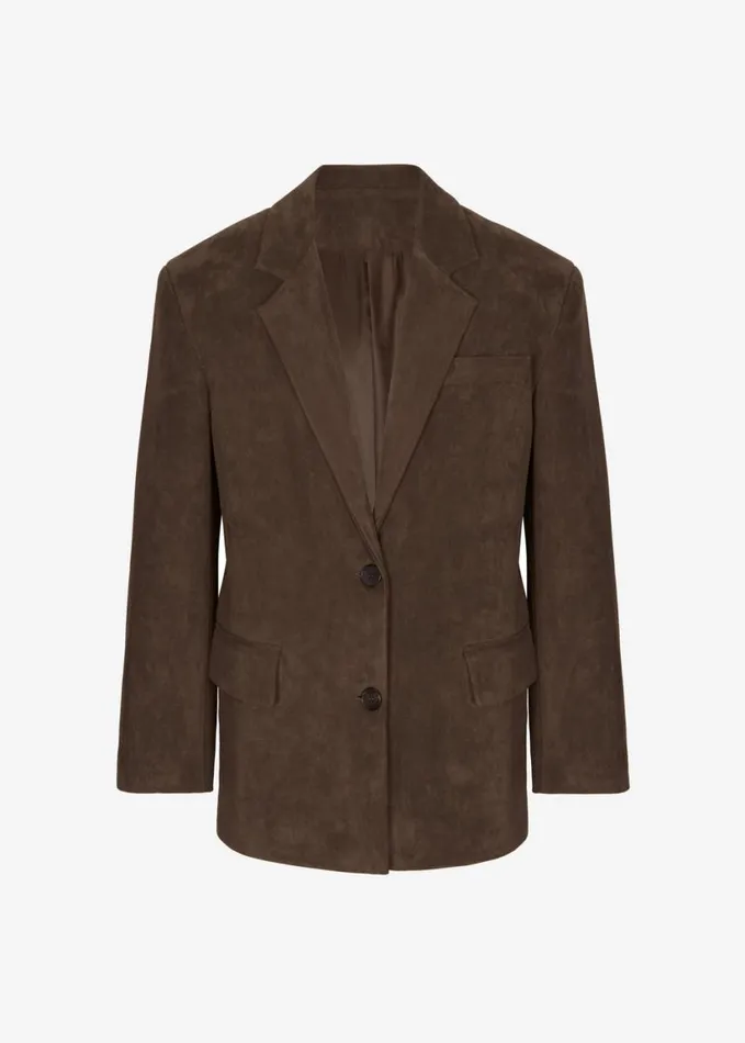 Clothing Women The Frankie Shop Peoria Faux Suede Blazer 8211 Brown