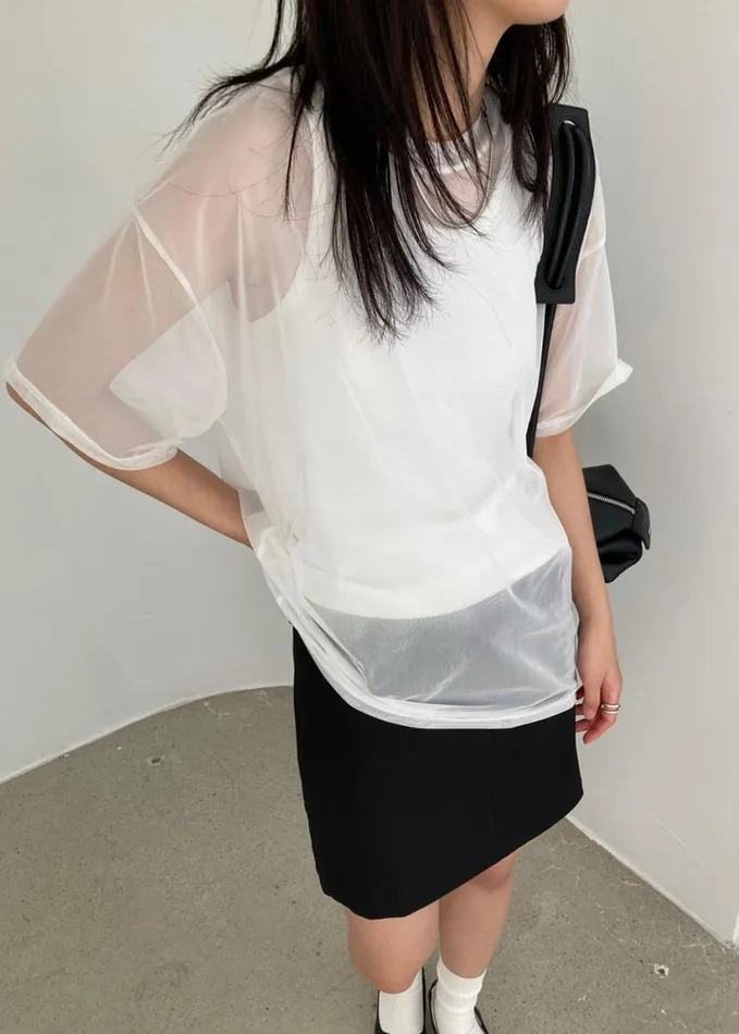 Clothing Women The Frankie Shop Ramy Mesh Tee 8211 White