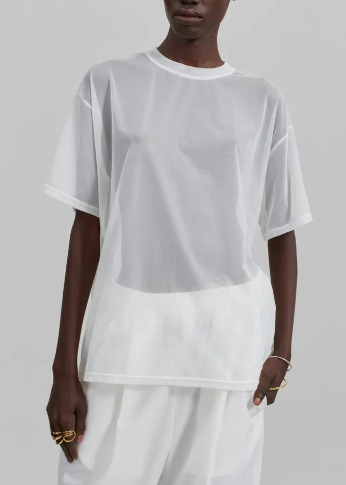 Clothing Women The Frankie Shop Ramy Mesh Tee 8211 White