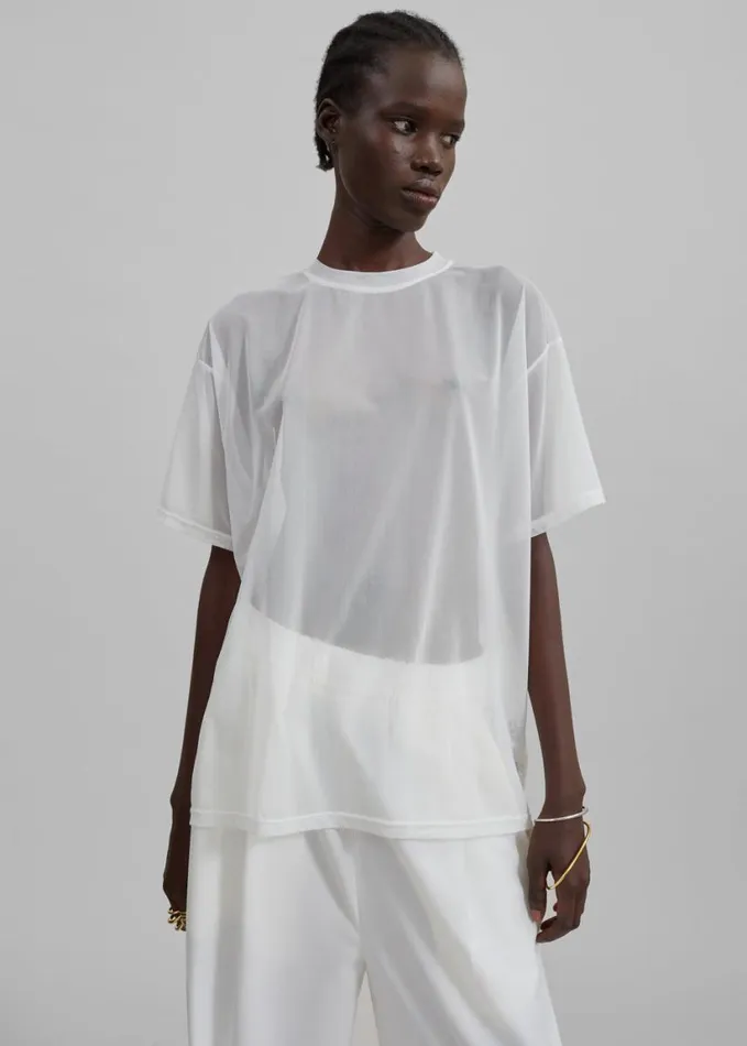 Clothing Women The Frankie Shop Ramy Mesh Tee 8211 White