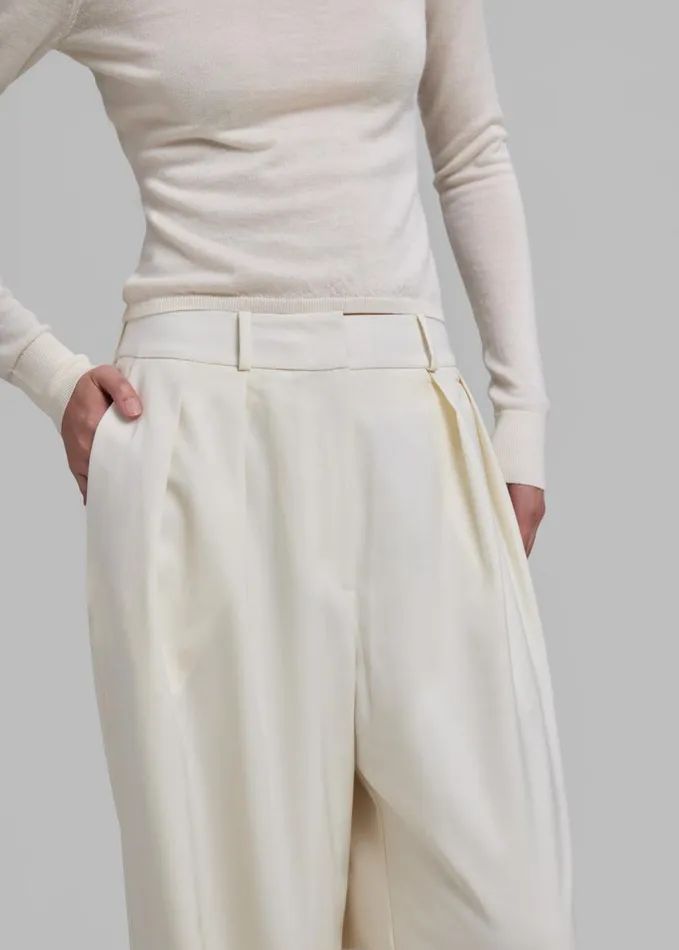 Clothing Women The Frankie Shop Ripley Pleated Trousers 8211 Ivory