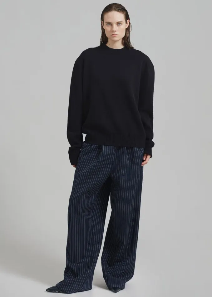 Clothing Women The Frankie Shop Ripley Pleated Twill Trousers 8211 NavyWhite Pinstripe