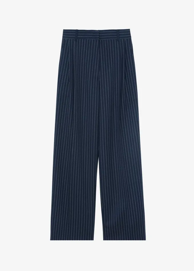 Clothing Women The Frankie Shop Ripley Pleated Twill Trousers 8211 NavyWhite Pinstripe
