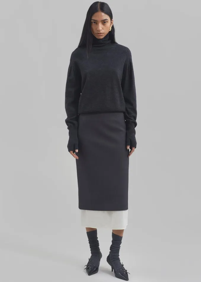 Clothing Women The Frankie Shop Roane Midi Skirt 8211 Charcoal