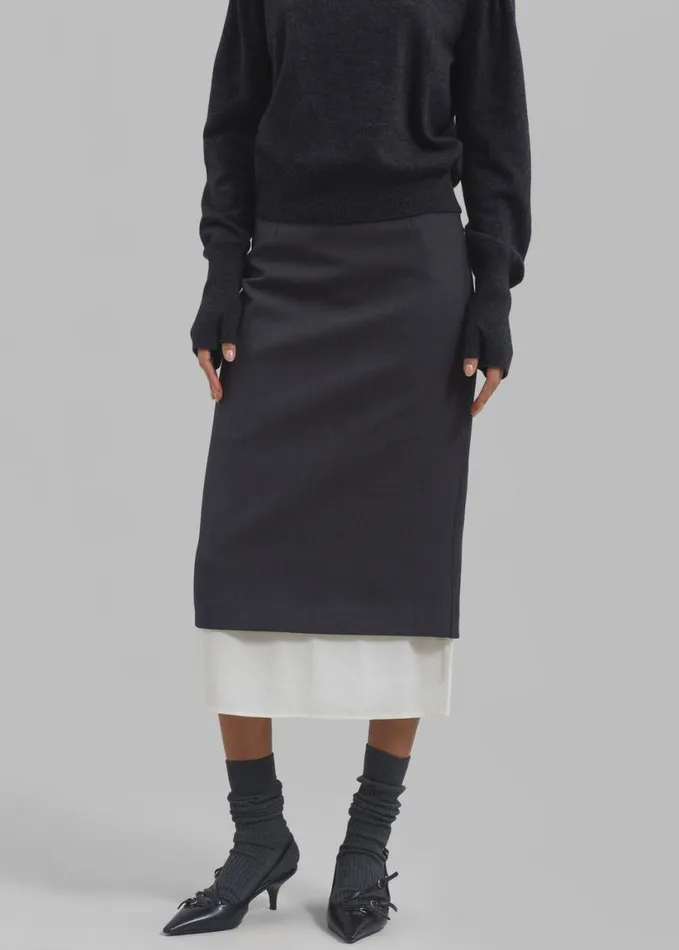 Clothing Women The Frankie Shop Roane Midi Skirt 8211 Charcoal