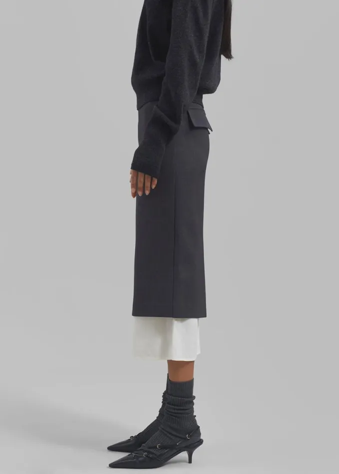 Clothing Women The Frankie Shop Roane Midi Skirt 8211 Charcoal