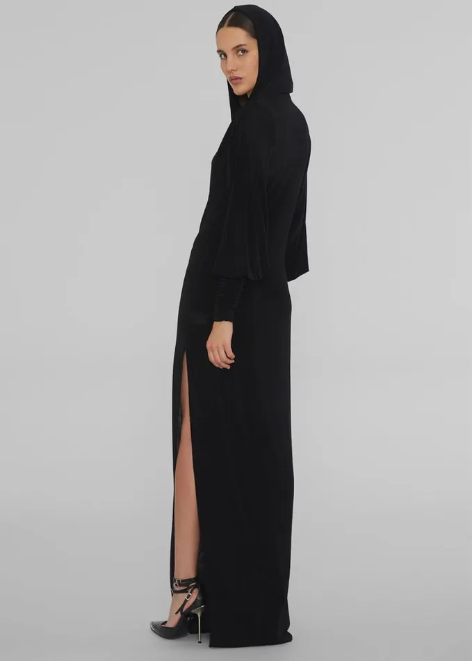 Clothing Women The Frankie Shop ROTATE Slinky Maxi Hooded Dress 8211 Black