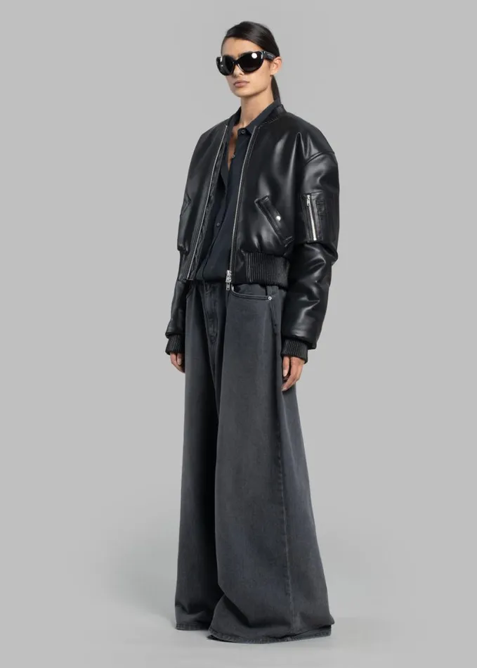 Clothing Women The Frankie Shop Sasha Wide Leg Jeans 8211 Dark Grey