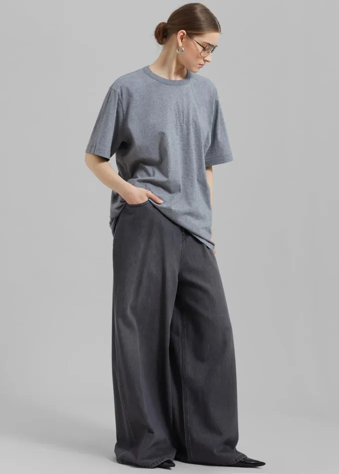 Clothing Women The Frankie Shop Sasha Wide Leg Jeans 8211 Dark Grey