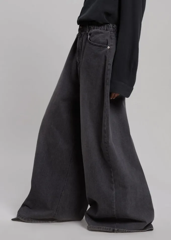 Clothing Women The Frankie Shop Sasha Wide Leg Jeans 8211 Dark Grey