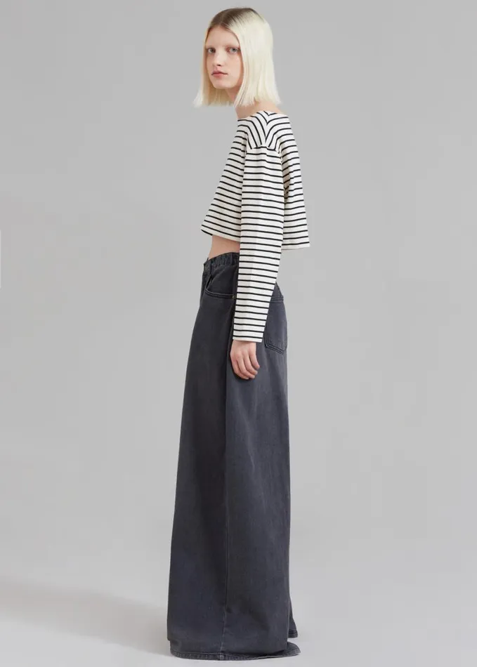 Clothing Women The Frankie Shop Sasha Wide Leg Jeans 8211 Dark Grey