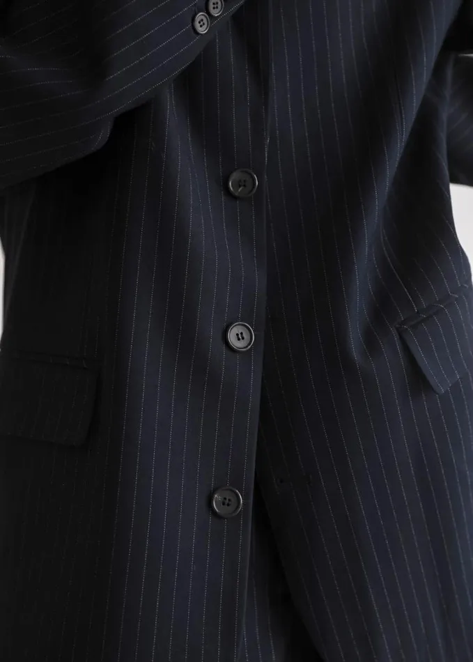 Clothing Women The Frankie Shop Tansy Oversized Blazer 8211 Navy Pinstripe