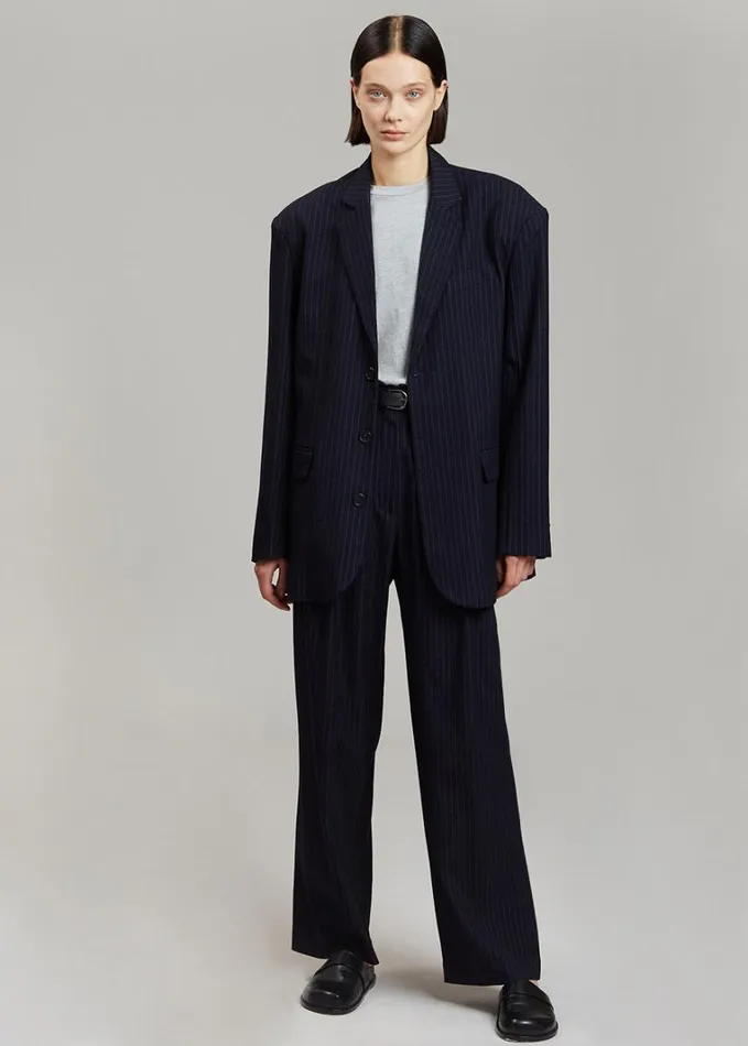 Clothing Women The Frankie Shop Tansy Oversized Blazer 8211 Navy Pinstripe