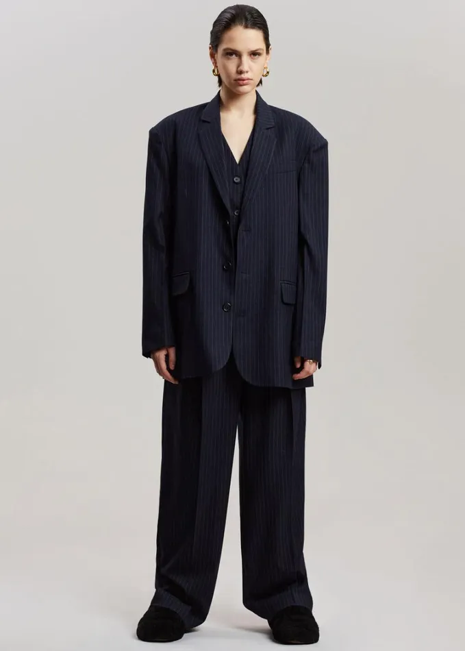 Clothing Women The Frankie Shop Tansy Oversized Blazer 8211 Navy Pinstripe