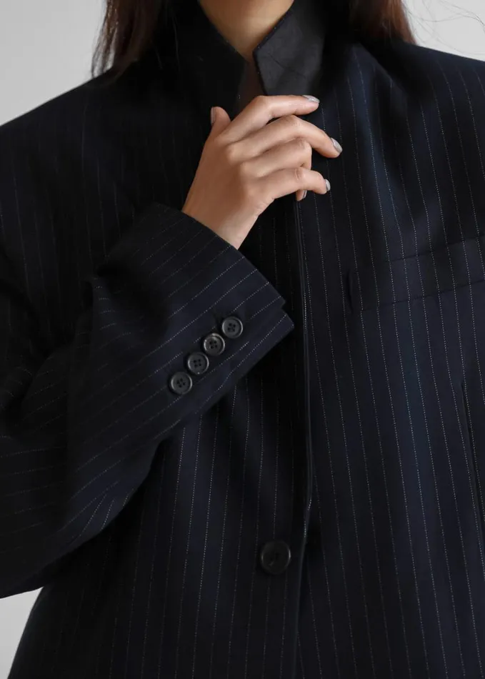 Clothing Women The Frankie Shop Tansy Oversized Blazer 8211 Navy Pinstripe