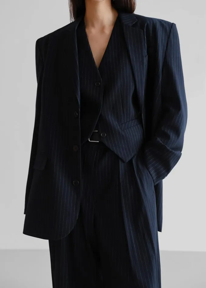Clothing Women The Frankie Shop Tansy Oversized Blazer 8211 Navy Pinstripe