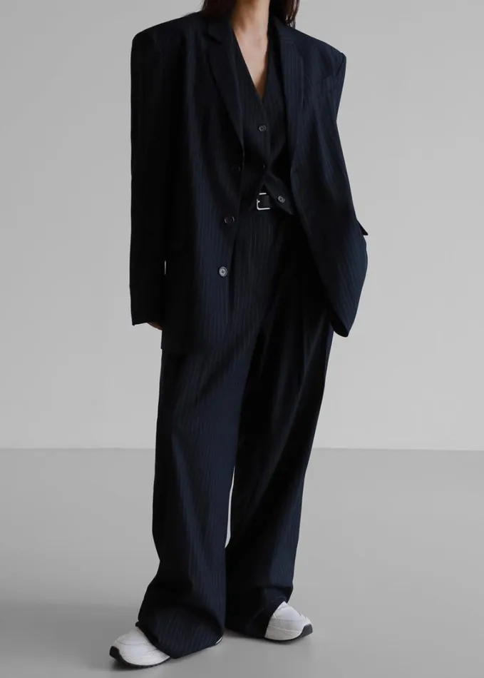 Clothing Women The Frankie Shop Tansy Oversized Blazer 8211 Navy Pinstripe