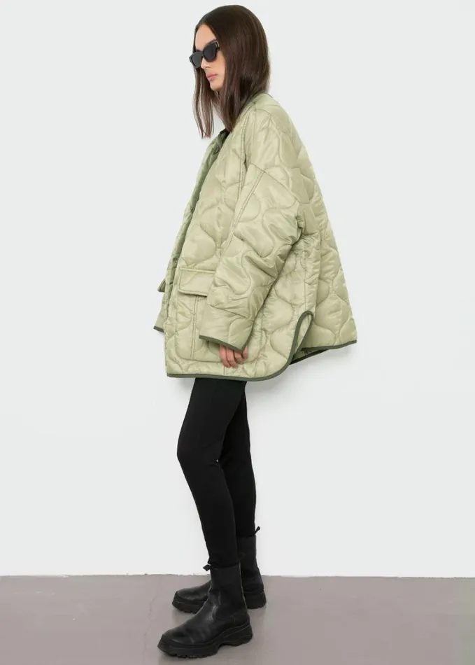 Clothing Women The Frankie Shop Teddy Quilted Jacket 8211 Moss Green