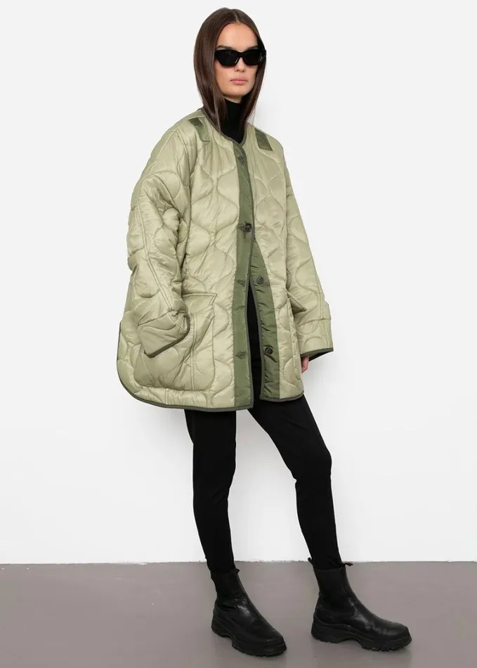 Clothing Women The Frankie Shop Teddy Quilted Jacket 8211 Moss Green