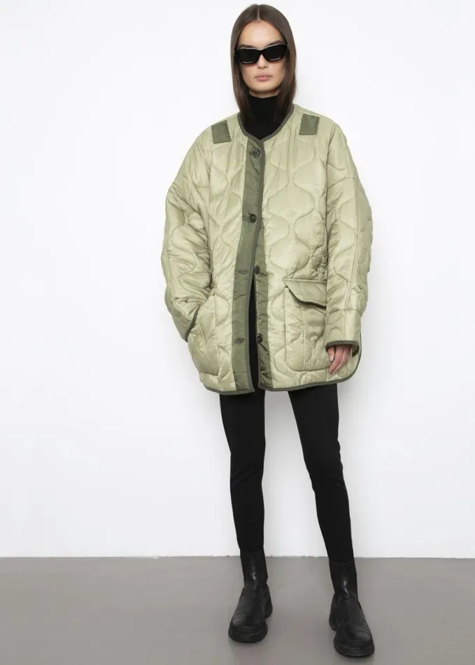 Clothing Women The Frankie Shop Teddy Quilted Jacket 8211 Moss Green