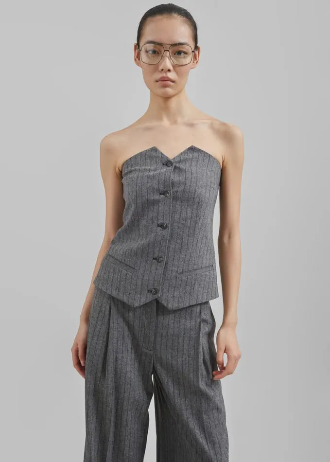 Clothing Women The Frankie Shop The Garment Tilda Tube Top 8211 GreyBlack Stripe