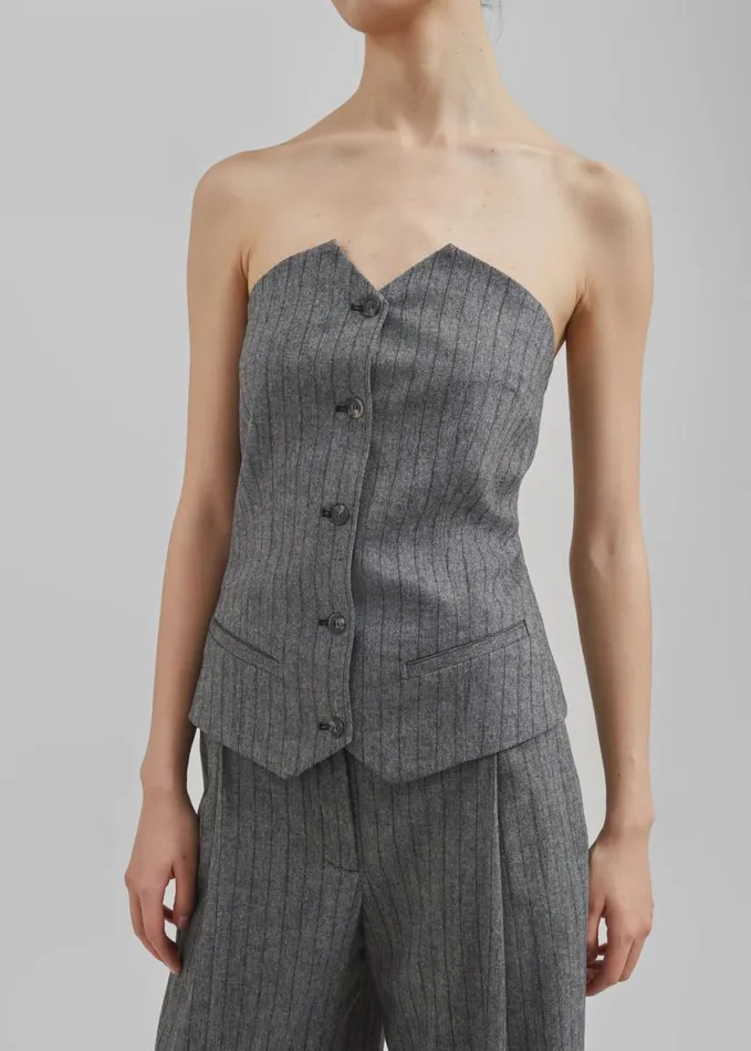 Clothing Women The Frankie Shop The Garment Tilda Tube Top 8211 GreyBlack Stripe