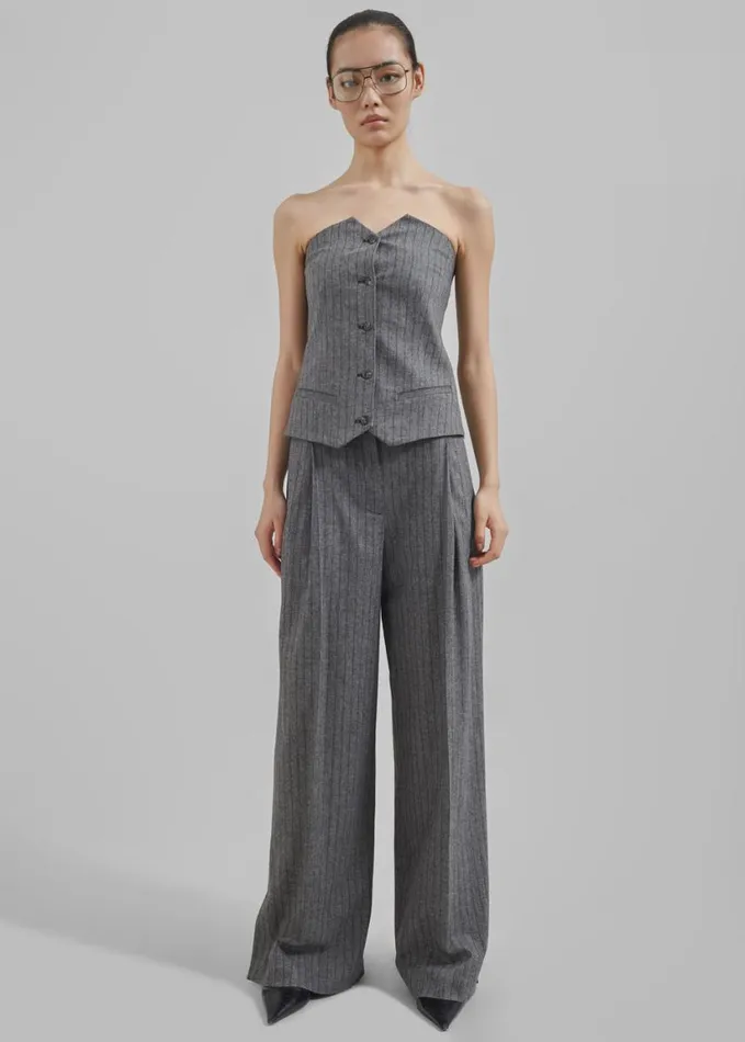 Clothing Women The Frankie Shop The Garment Tilda Tube Top 8211 GreyBlack Stripe