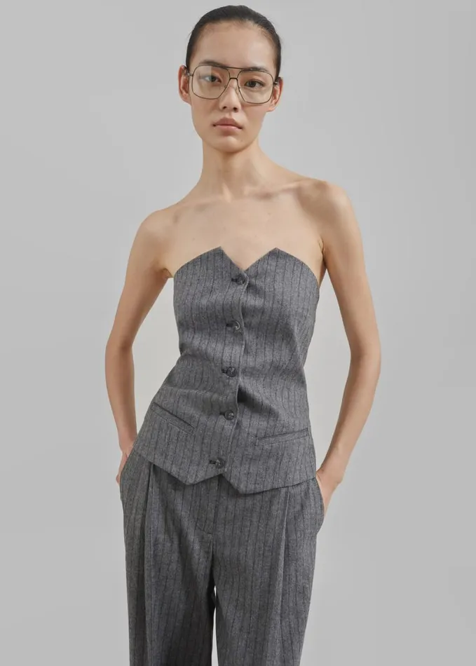 Clothing Women The Frankie Shop The Garment Tilda Tube Top 8211 GreyBlack Stripe