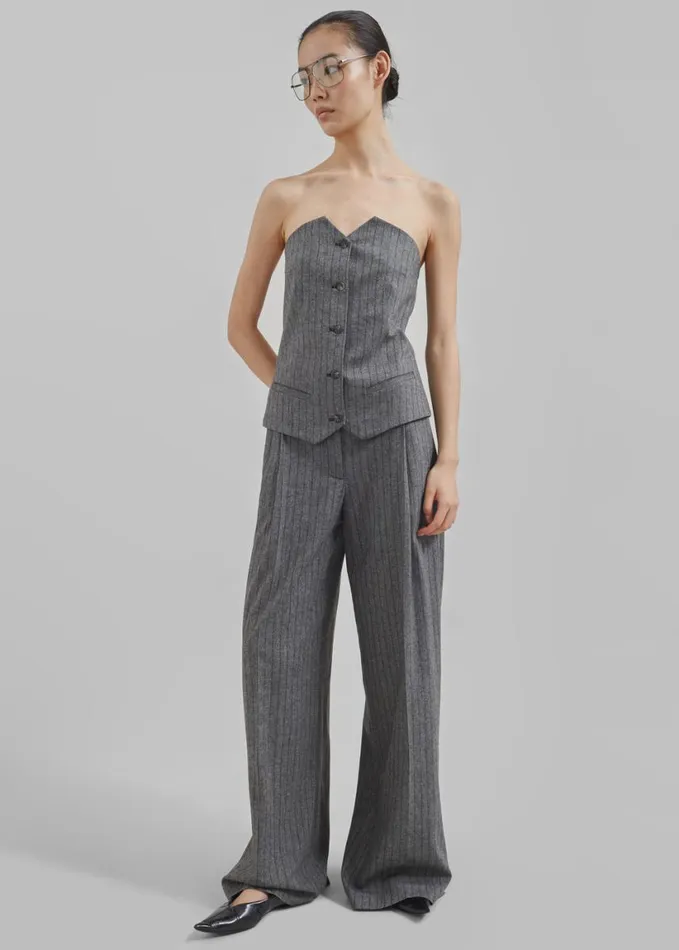 Clothing Women The Frankie Shop The Garment Tilda Tube Top 8211 GreyBlack Stripe