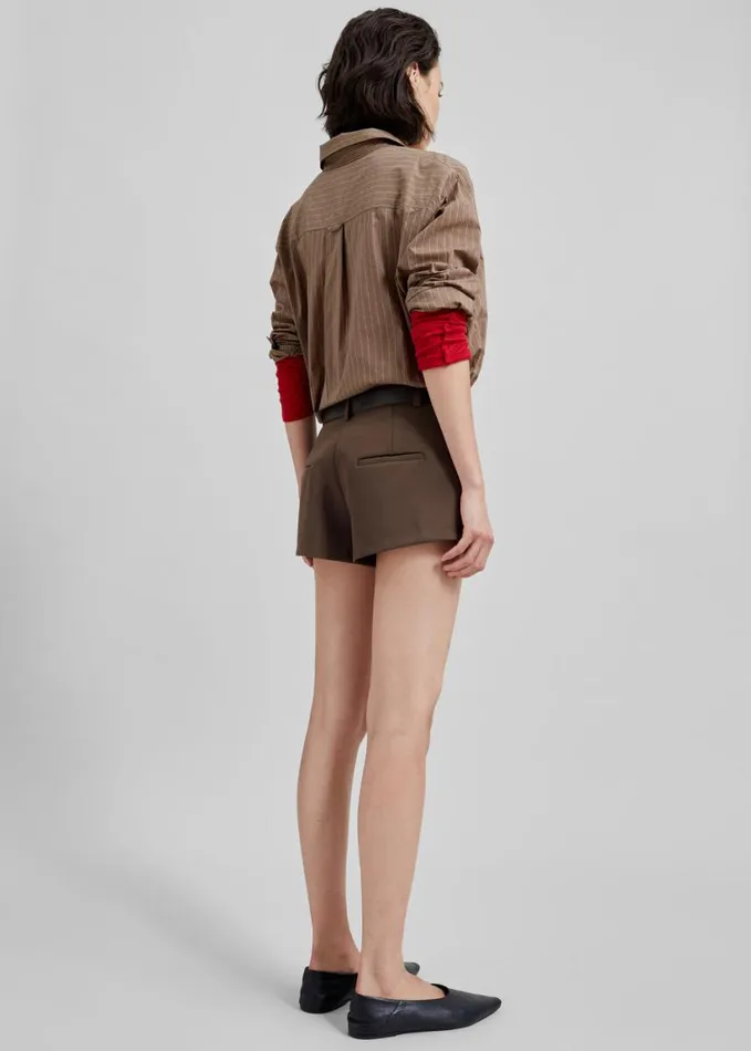 Clothing Women The Frankie Shop Tolu Shirt 8211 BrownWhite Pinstripe