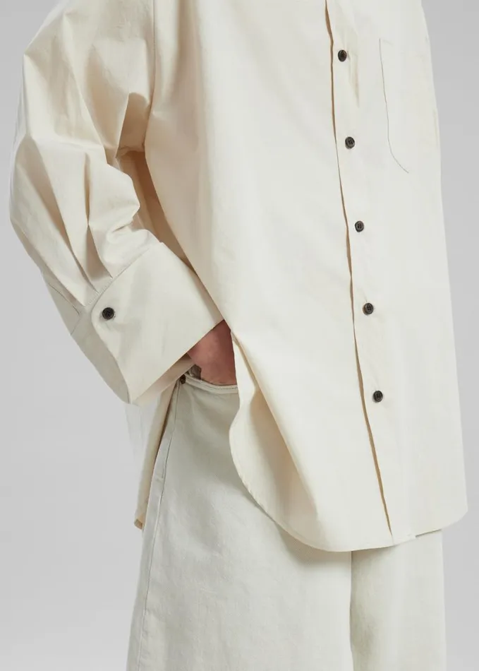Clothing Women The Frankie Shop Zuri Boxy Button Up Shirt 8211 Cream