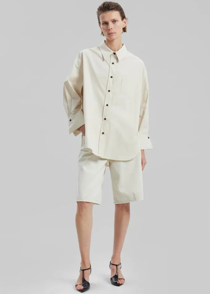 Clothing Women The Frankie Shop Zuri Boxy Button Up Shirt 8211 Cream