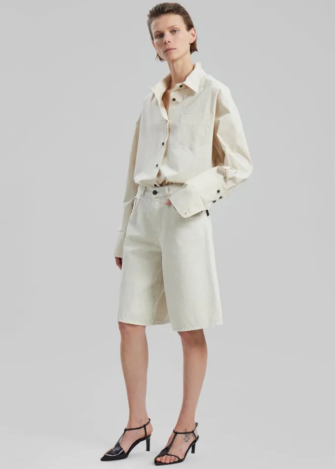 Clothing Women The Frankie Shop Zuri Boxy Button Up Shirt 8211 Cream