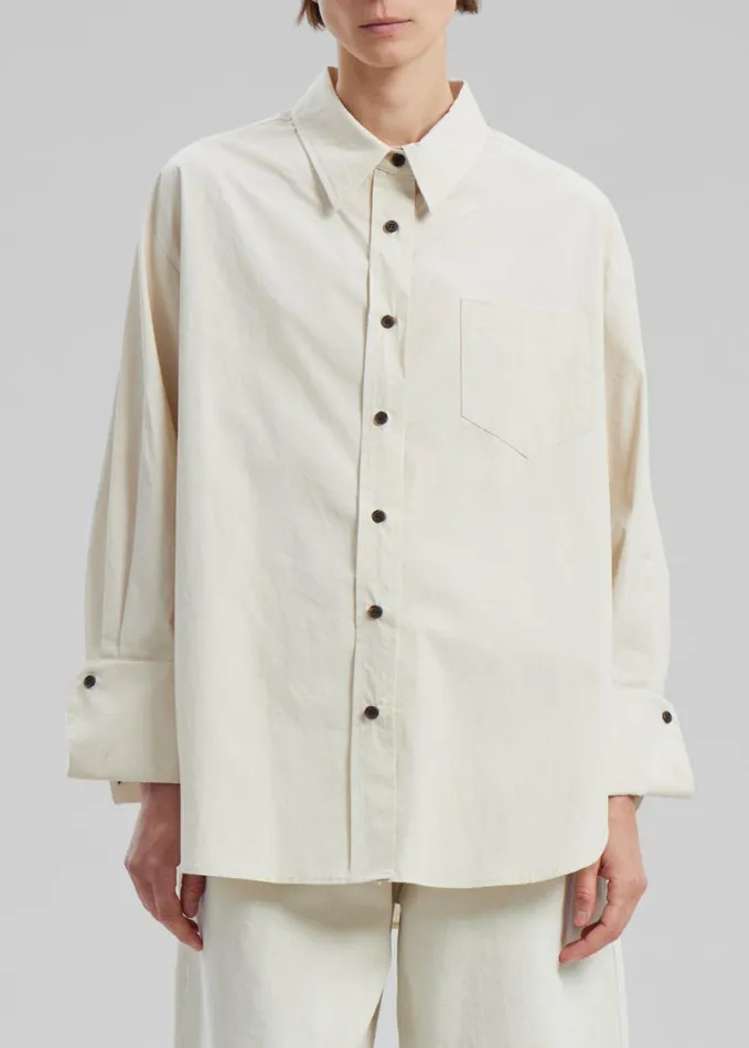 Clothing Women The Frankie Shop Zuri Boxy Button Up Shirt 8211 Cream