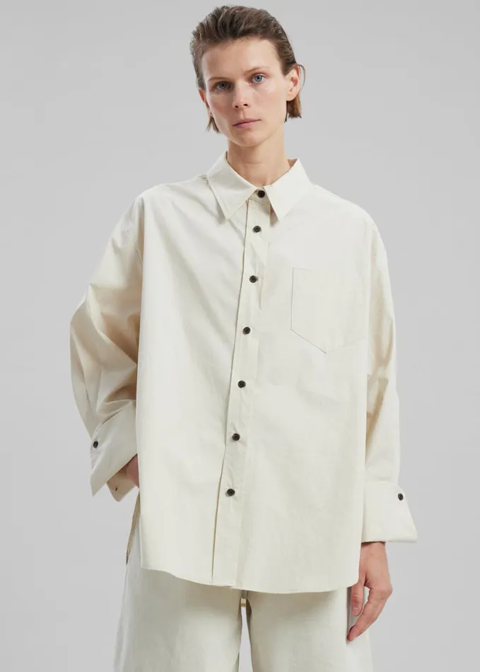 Clothing Women The Frankie Shop Zuri Boxy Button Up Shirt 8211 Cream