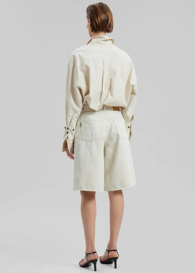 Clothing Women The Frankie Shop Zuri Boxy Button Up Shirt 8211 Cream