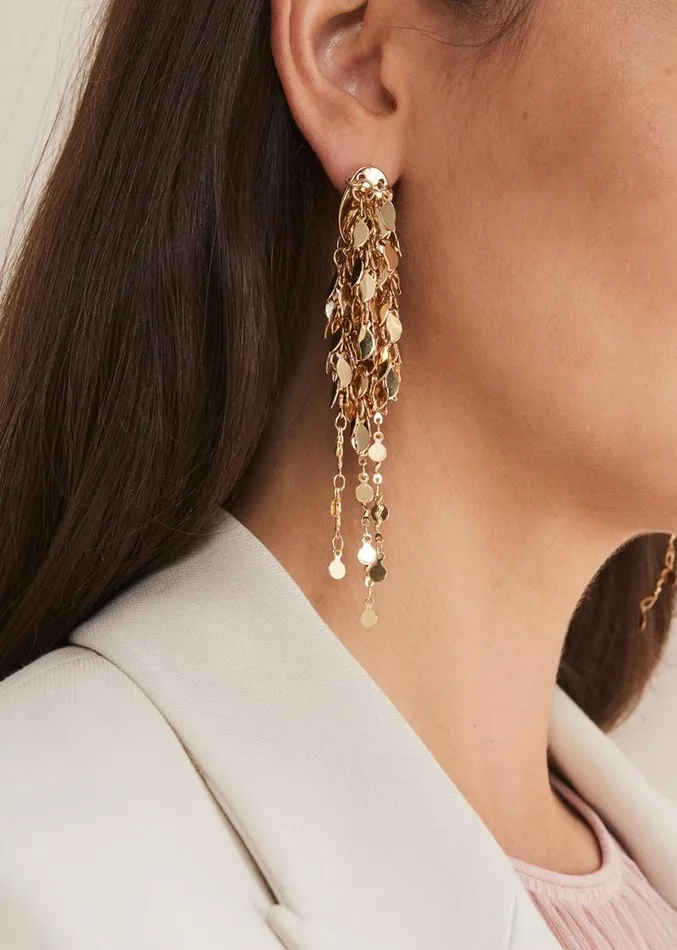 Cluster Leaf Drop Earring Gold Women Phase Eight Jewellery