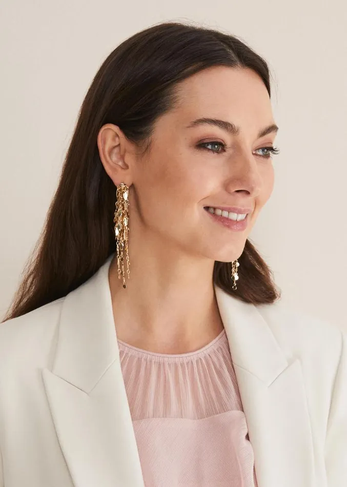 Cluster Leaf Drop Earring Gold Women Phase Eight Jewellery