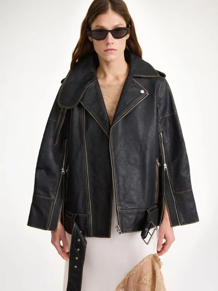 Coats and Jackets Women By Malene Birger Beatrisse Leather Jacket Black
