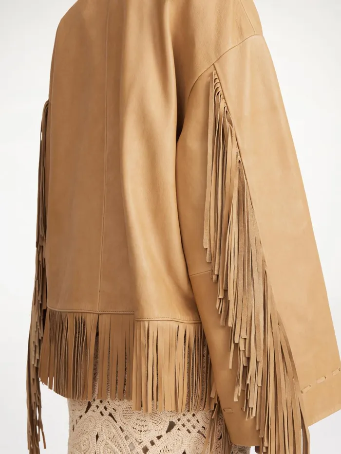 Coats and Jackets Women By Malene Birger Zoena Leather Jacket Tan