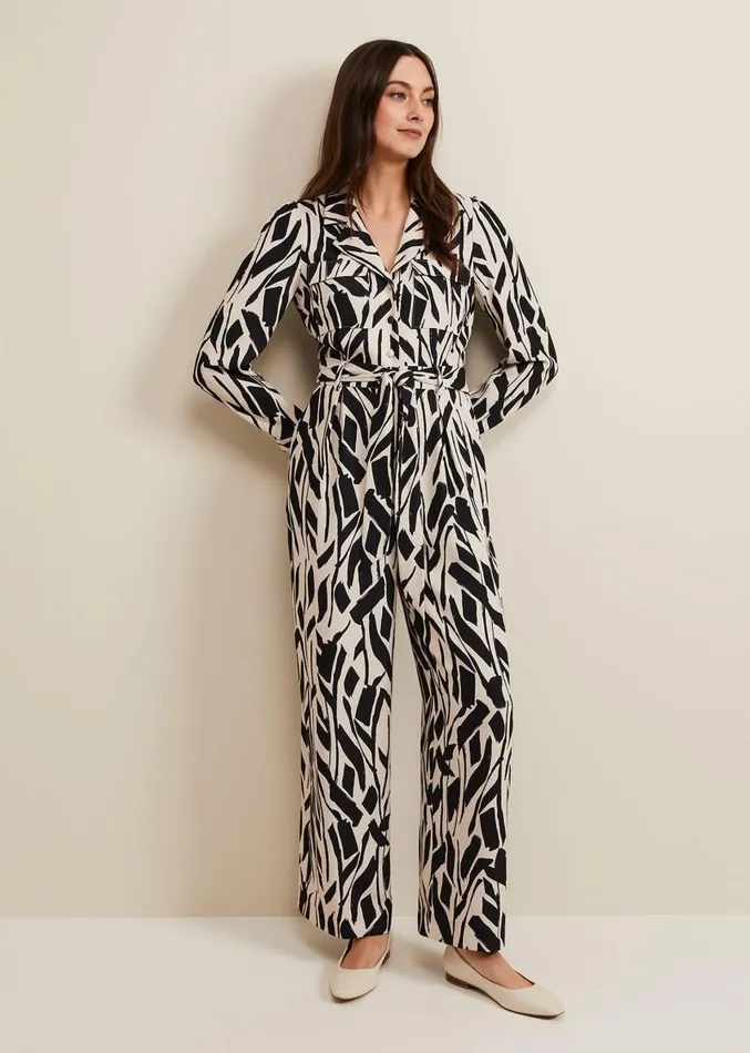 Constance Geo Jumpsuit Black Women Phase Eight Dresses