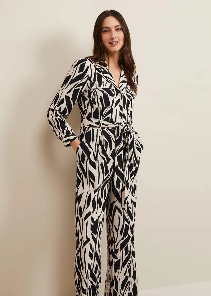 Constance Geo Jumpsuit Black Women Phase Eight Dresses