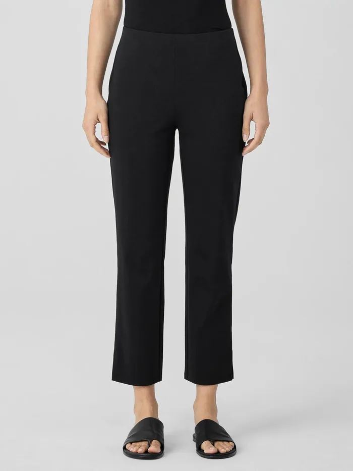 Cotton Blend Ponte Pant With Slits Black Women Eileen Fisher Pants Shorts and Jumpsuits