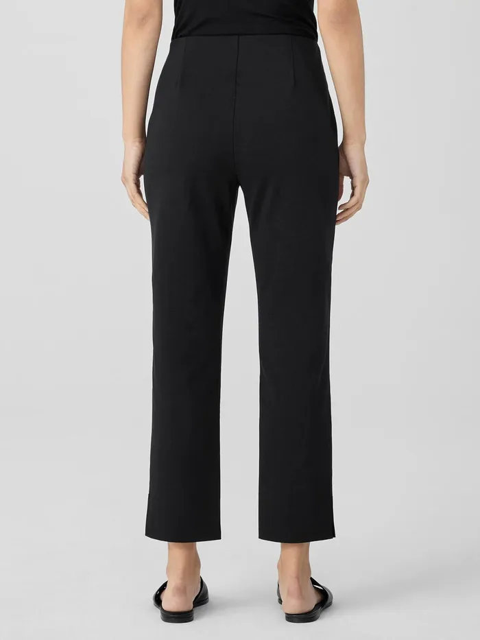 Cotton Blend Ponte Pant With Slits Black Women Eileen Fisher Pants Shorts and Jumpsuits