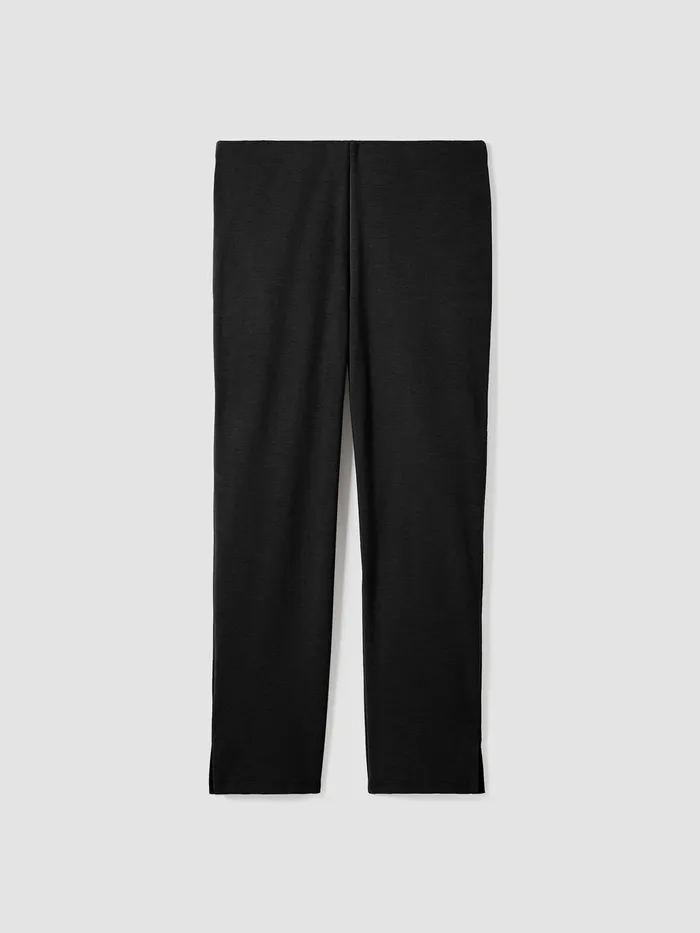 Cotton Blend Ponte Pant With Slits Black Women Eileen Fisher Pants Shorts and Jumpsuits