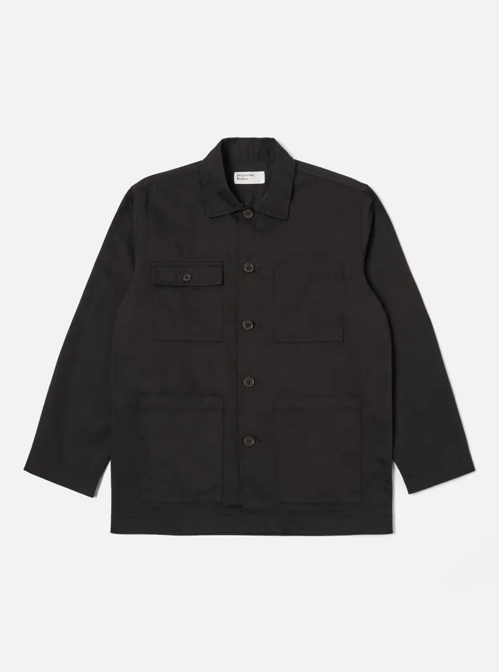 Cotton Twill Men Universal Works Universal Works Dockside Overshirt In Black Twill